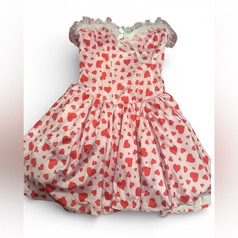 Sugar Thrillz Dolls Kill Love Surrounds Me Corset heart dress XXS NWT